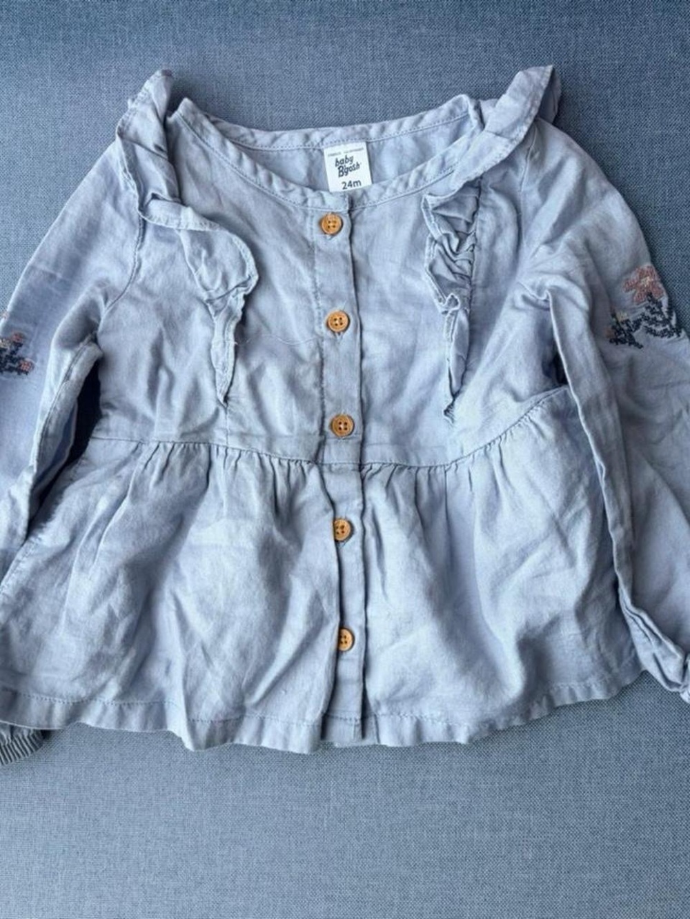 Baby bgosh Light Blue Ruffle Button-Front Peplum Blouse